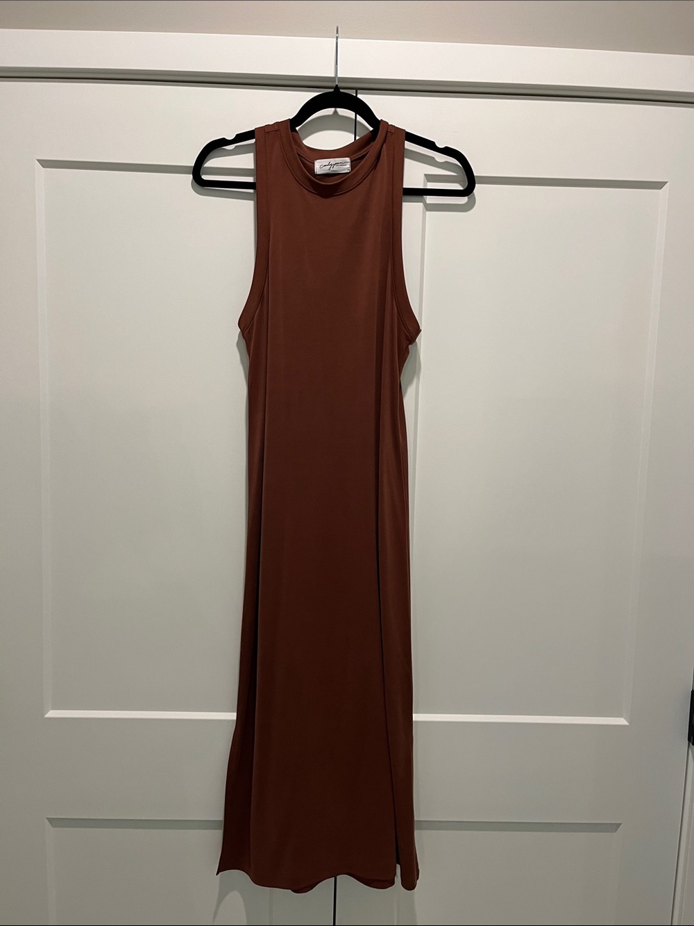 Carly Jean Los Angeles Sleeveless Rust Brown Maxi Dress
